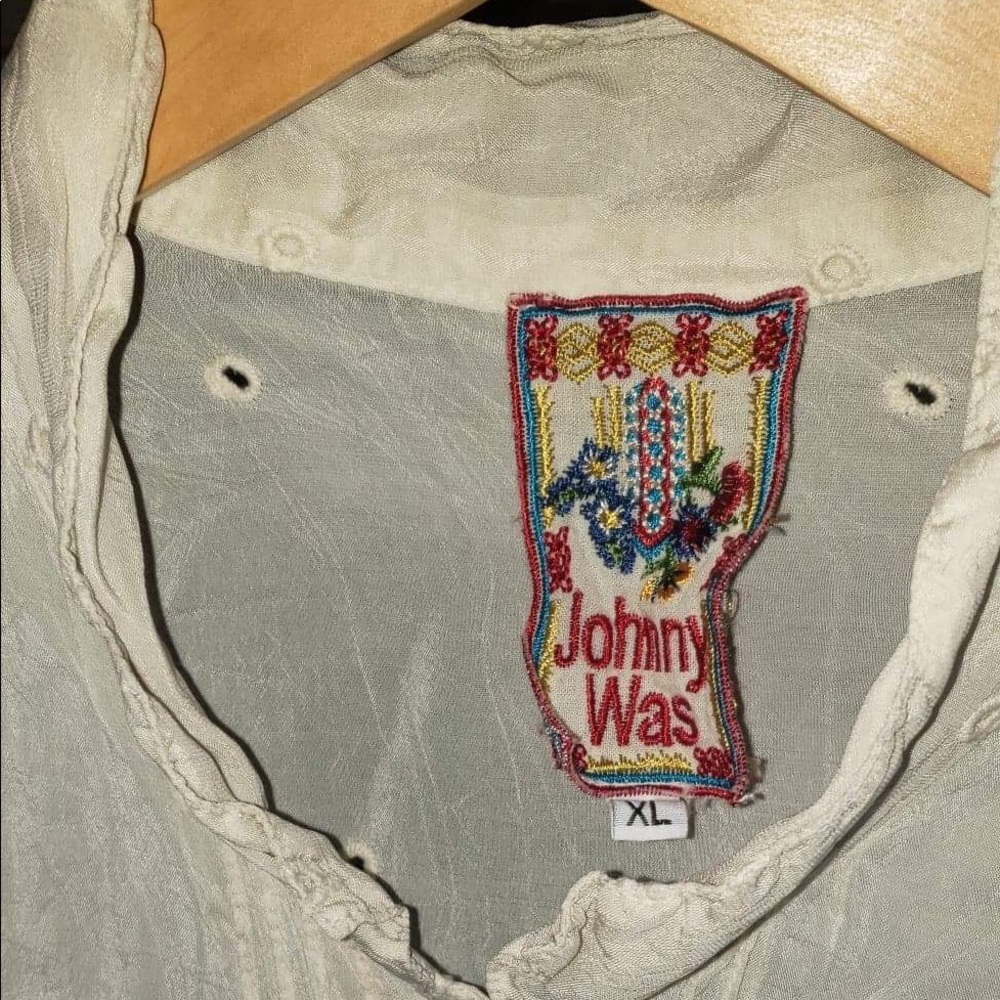 Johnny Was sheer button up blouse